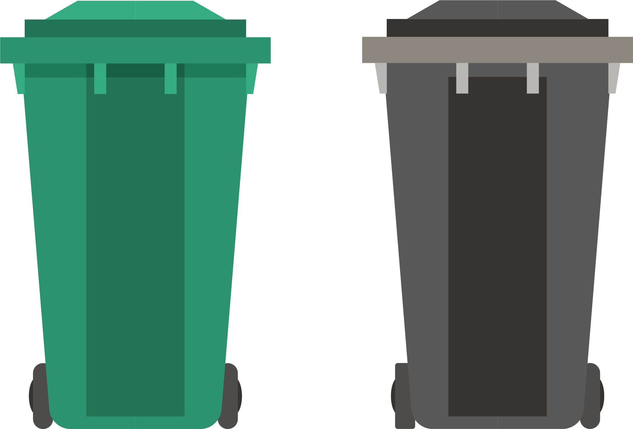Twee rolcontainers, GFT en restafval